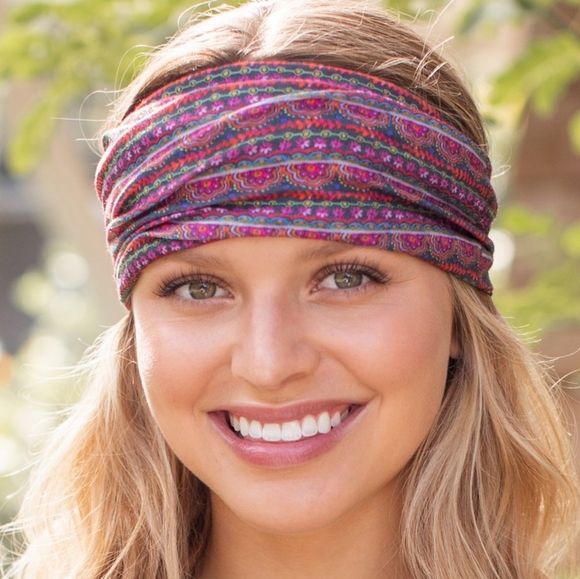 NATURAL LIFE for hair Blue Flower Stamp Boho Bandeau unique pattern not in store - Picture 14 of 15